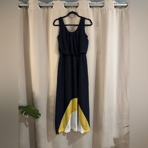 Enfocus Studio Blue and Yellow Maxi Long Dress